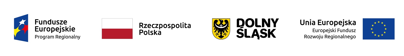 logotypy: Fundusze Europejskie Program Regionalny, herb Dolnego Śląska, flaga RP, flaga UE